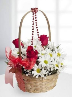 Malatya Çiçekçi - sepette papatya gül