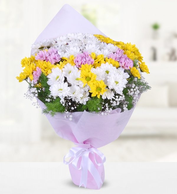  Malatya Çiçekçiler - Renkli papatyalar buketi